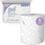 02001 SCOTT ESSENTIAL 8″ HC WHITE ROLL TOWELS – 950’/roll, 6 rolls/case