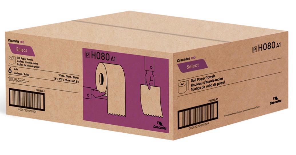 WhatsApp Image 2026-07-16 at 12.07.48 AM (1) H080 SELECT 8′′ WHITE ROLL TOWEL – 800’/roll, 6 rolls/case - Image 1